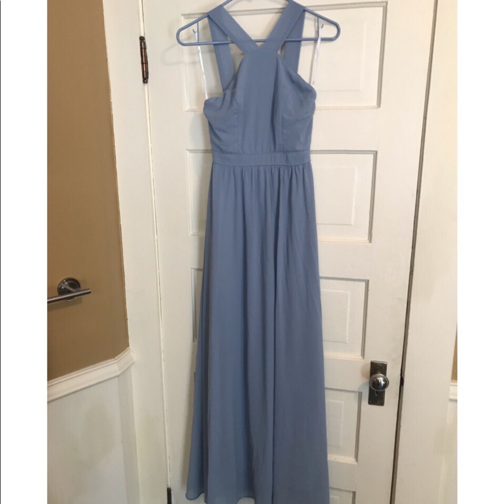 Lulu’s Air of Romance light maxi blue dress